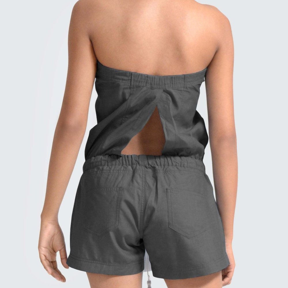 OLGYN Women’s Gray Denim Romper - Picture 2 of 4